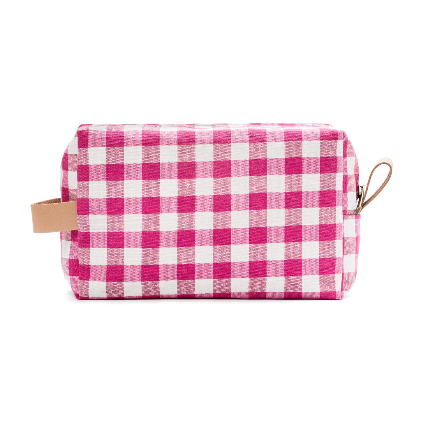 Neceser de cuadros vichy fucsia, con diseño divertido y femenino.
