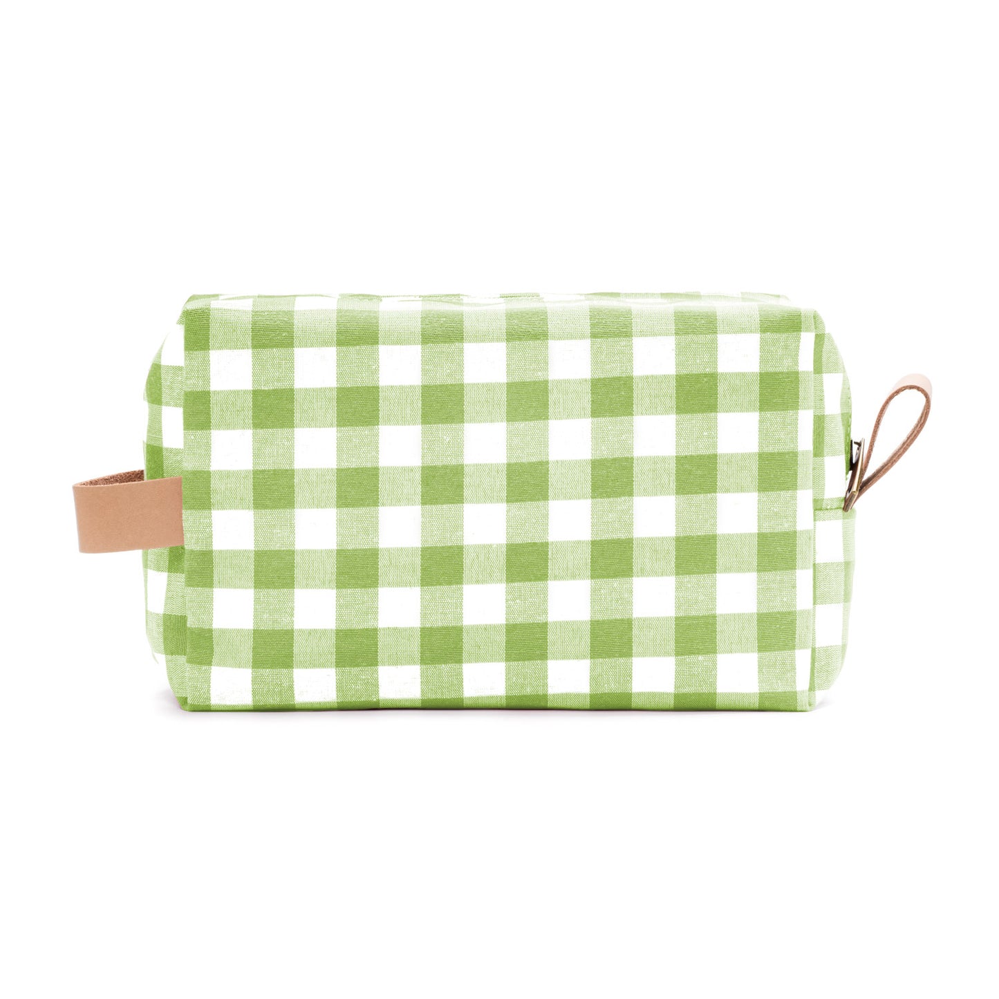 Neceser verde con estampado vichy, práctico y lleno de frescura.