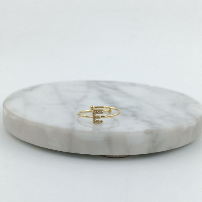 Anillo Dorado Inicial Personalizada Circonitas