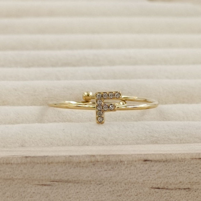 Anillo Dorado Inicial Personalizada Circonitas