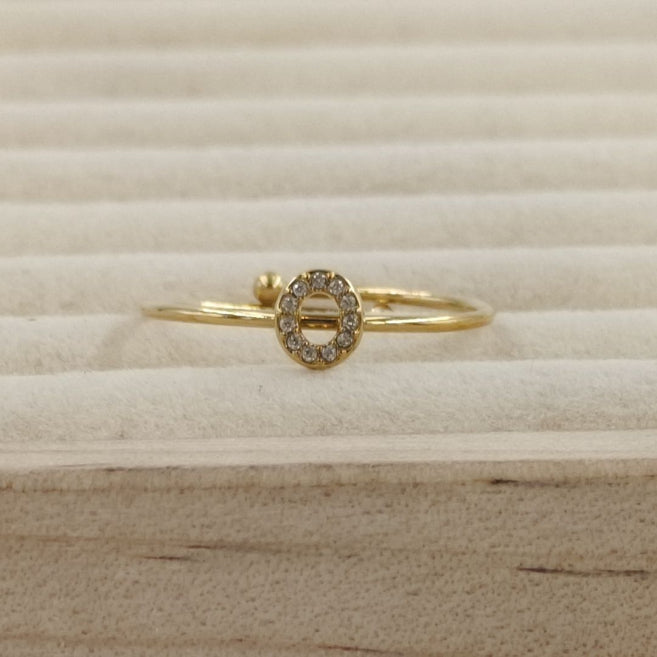 Anillo Dorado Inicial Personalizada Circonitas