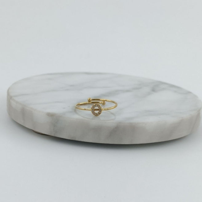 Anillo Dorado Inicial Personalizada Circonitas