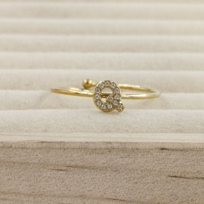 Anillo Dorado Inicial Personalizada Circonitas