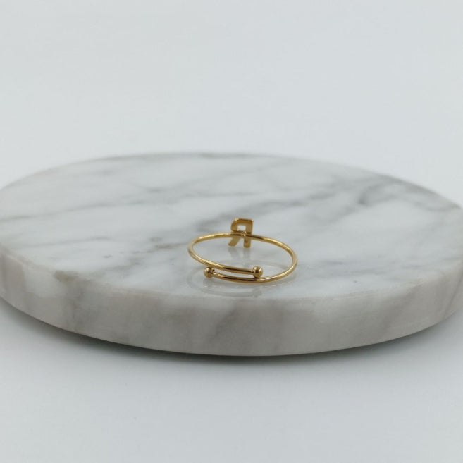 Anillo Dorado Inicial Personalizada Circonitas