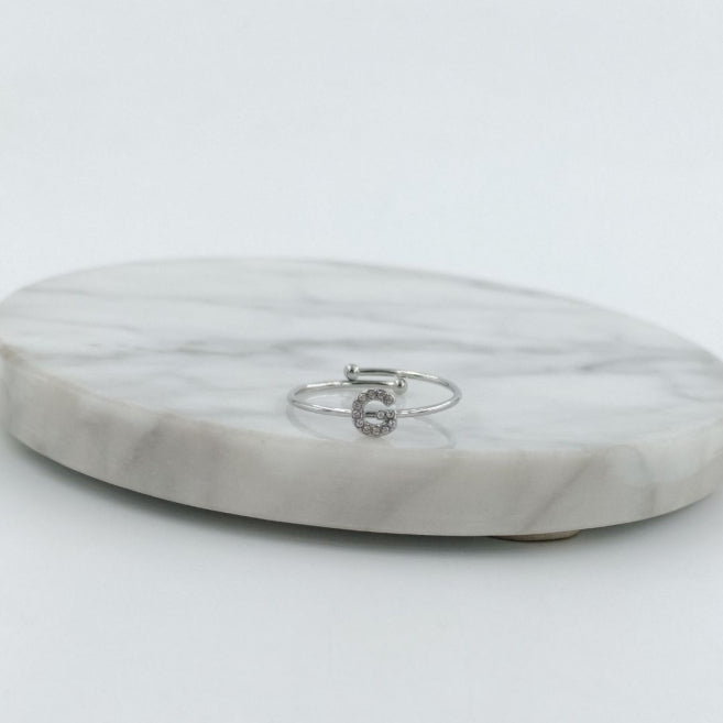 Anillo Plateado Inicial Personalizada Circonitas
