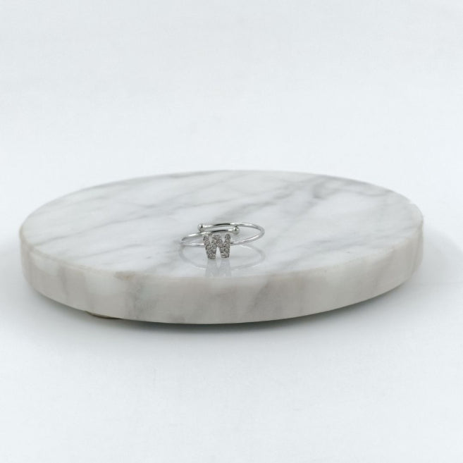 Anillo Plateado Inicial Personalizada Circonitas