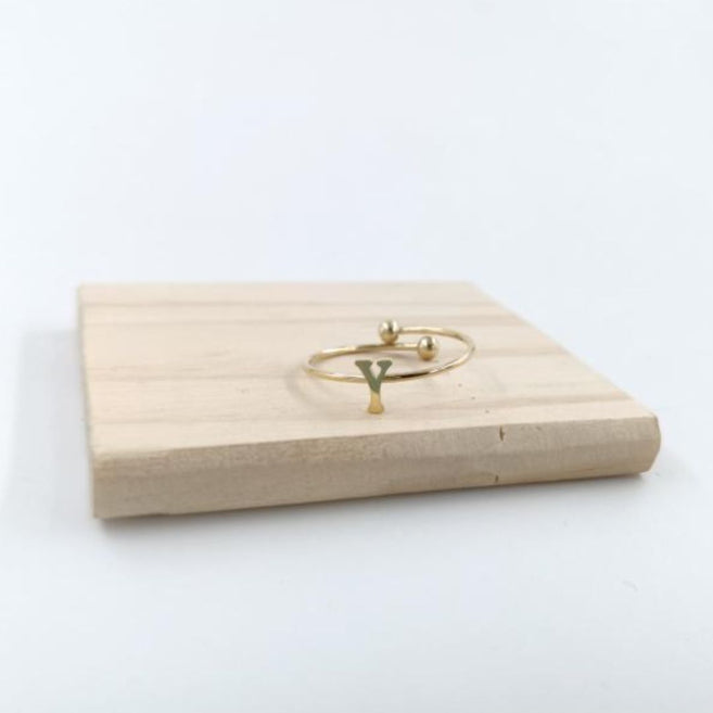 Anillo Dorado Inicial Personalizada