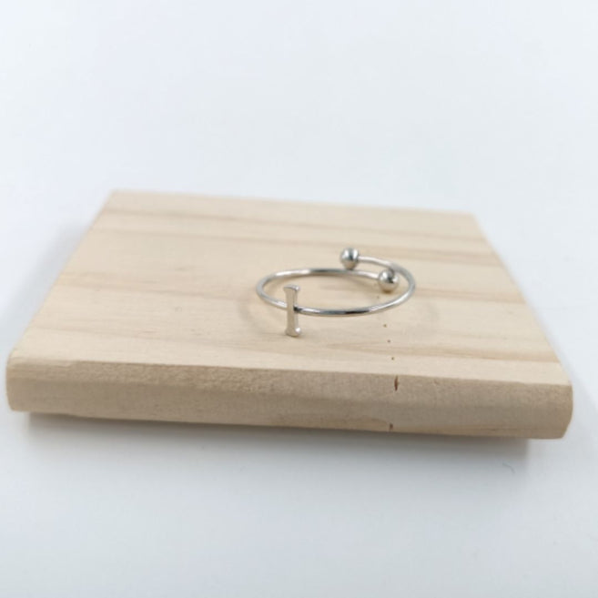 Anillo Plateado Inicial Personalizada
