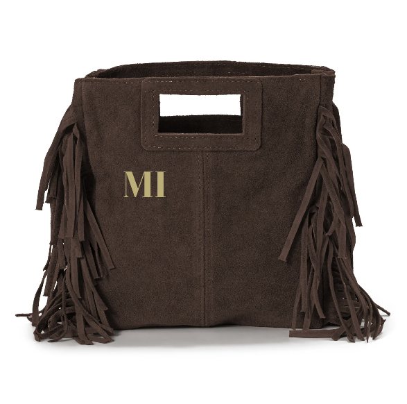 Diseño de bolso Renata en ante de alta calidad con bordado de iniciales
