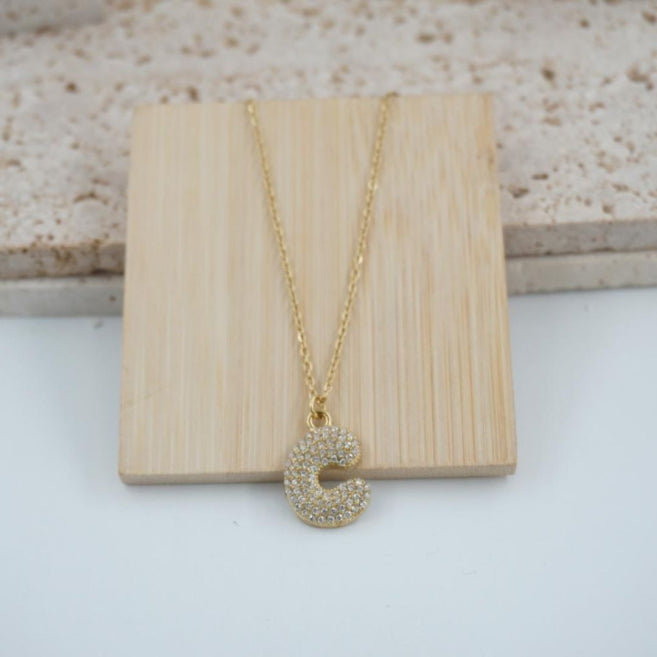 Collar Dorado con Inicial Personalizada-Big