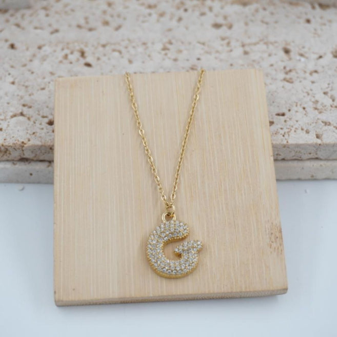 Collar Dorado con Inicial Personalizada-Big