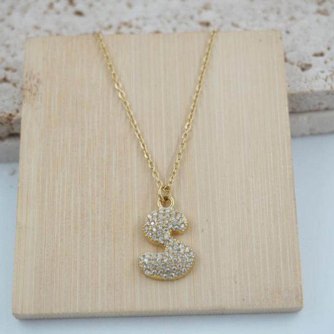 Collar Dorado con Inicial Personalizada-Big