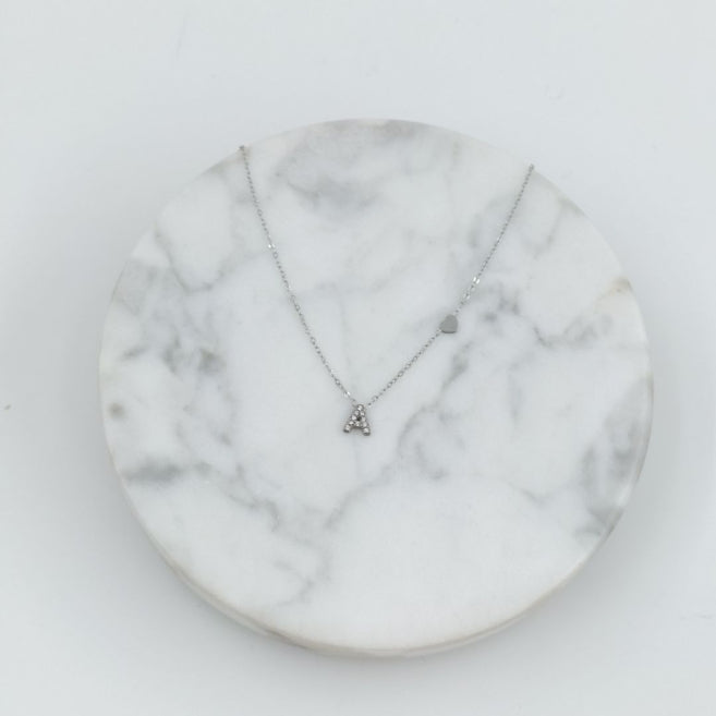 Colgante Plateado con Inicial Personalizada-Small