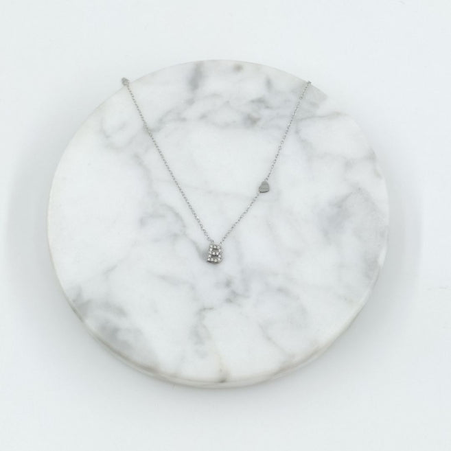 Colgante Plateado con Inicial Personalizada-Small