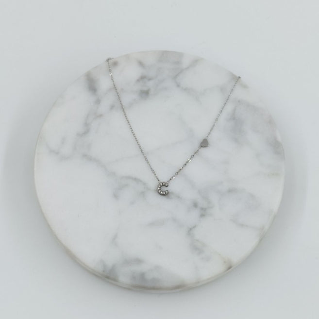Colgante Plateado con Inicial Personalizada-Small