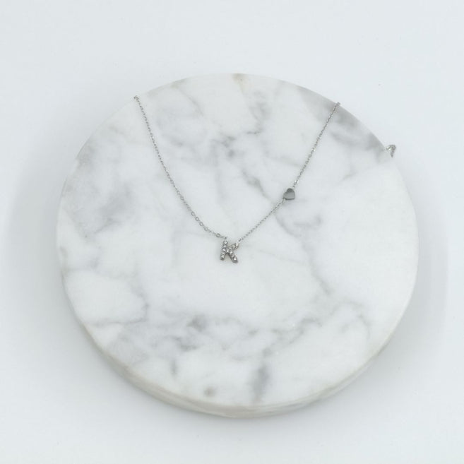 Colgante Plateado con Inicial Personalizada-Small