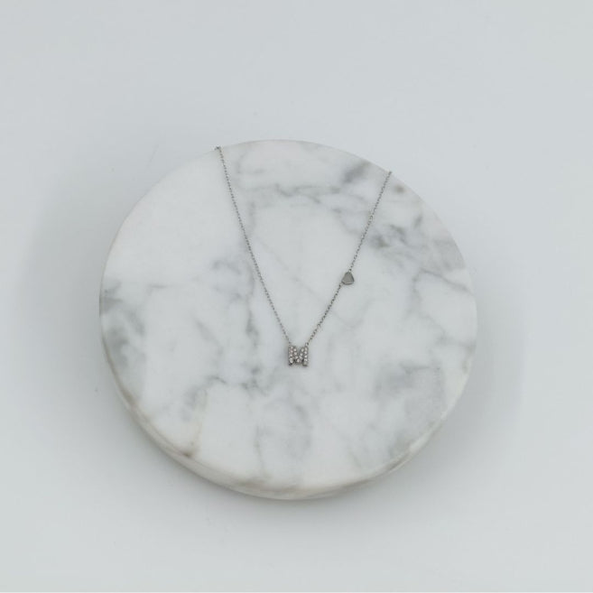 Colgante Plateado con Inicial Personalizada-Small