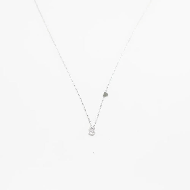 Colgante Plateado con Inicial Personalizada-Small