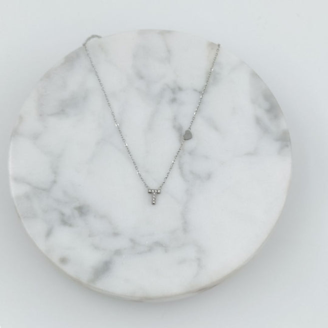 Colgante Plateado con Inicial Personalizada-Small