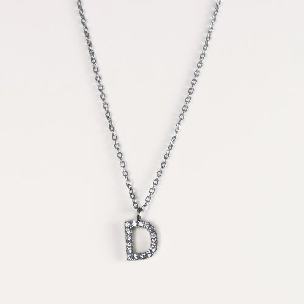 Colgante Plateado con Inicial Personalizada-Medium