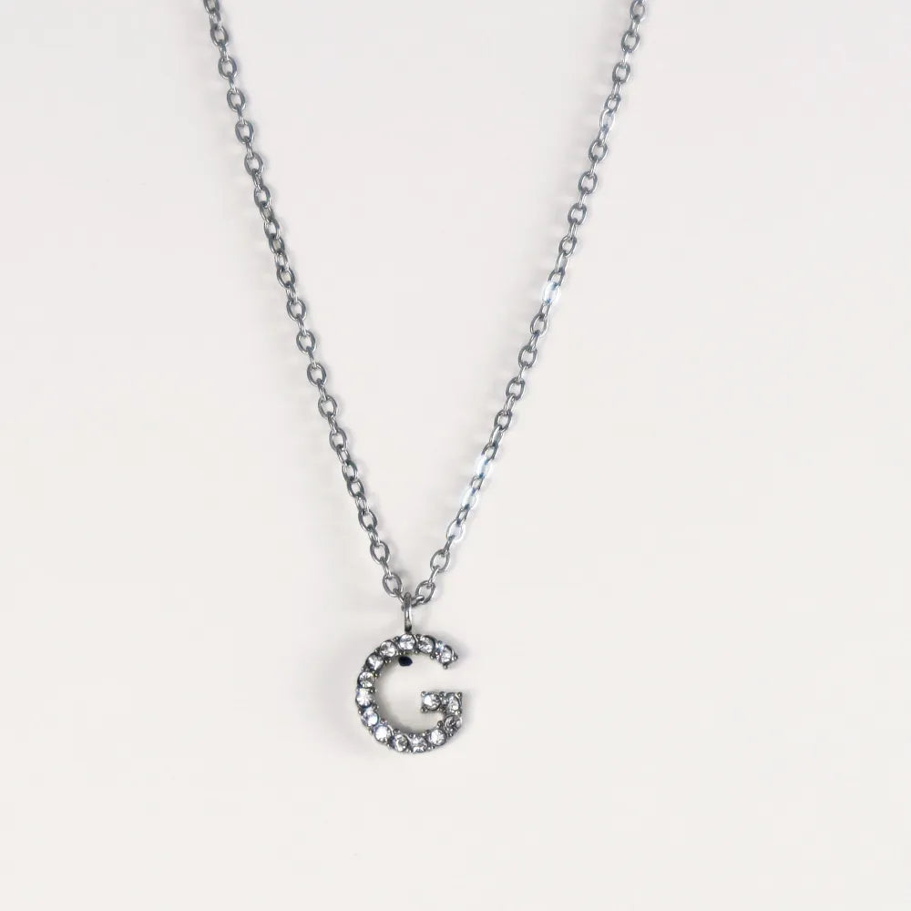 Colgante Plateado con Inicial Personalizada-Medium