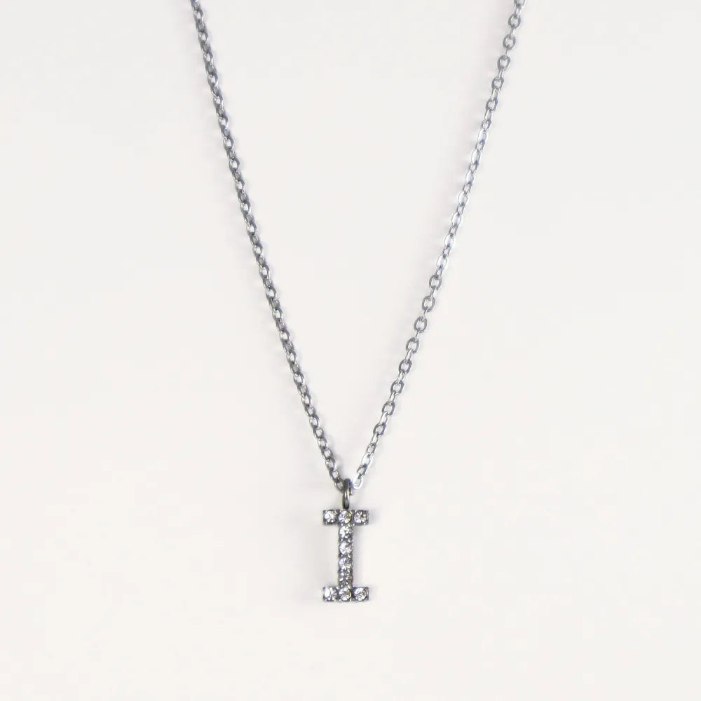 Colgante Plateado con Inicial Personalizada-Medium