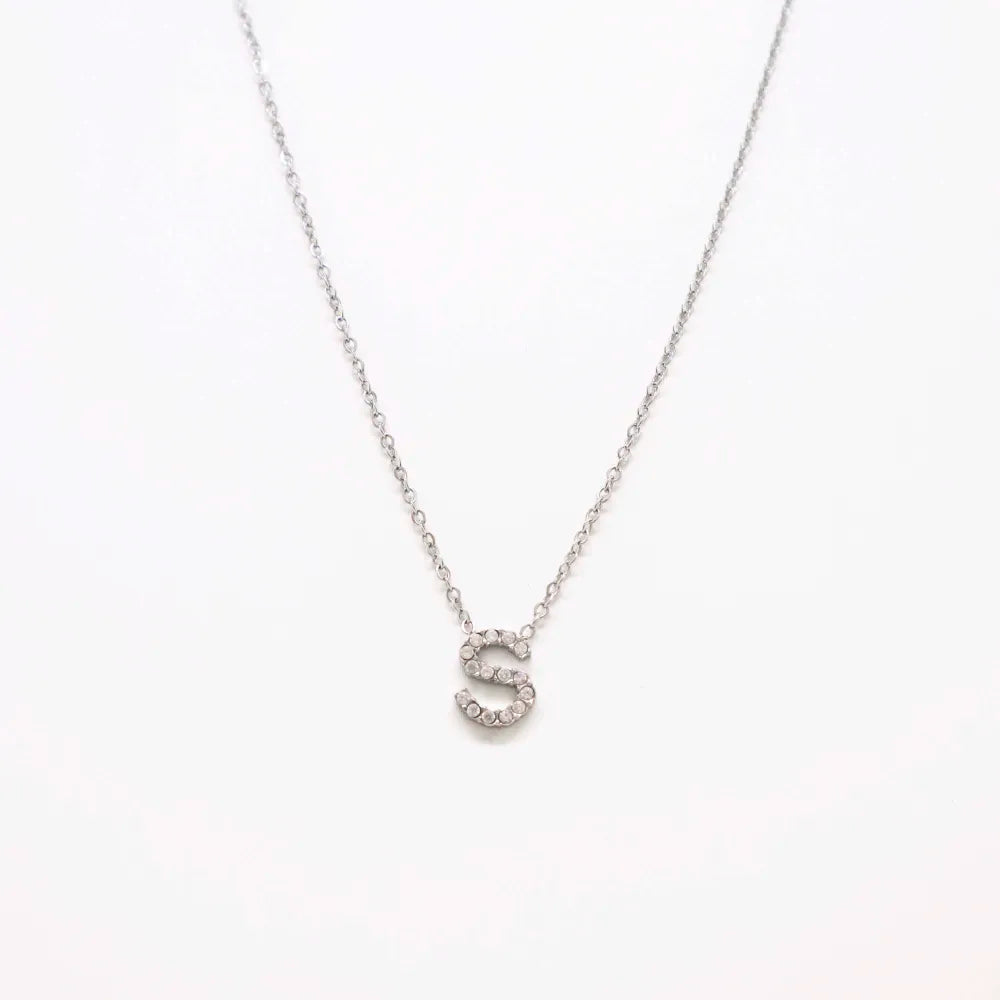 Colgante Plateado con Inicial Personalizada-Medium