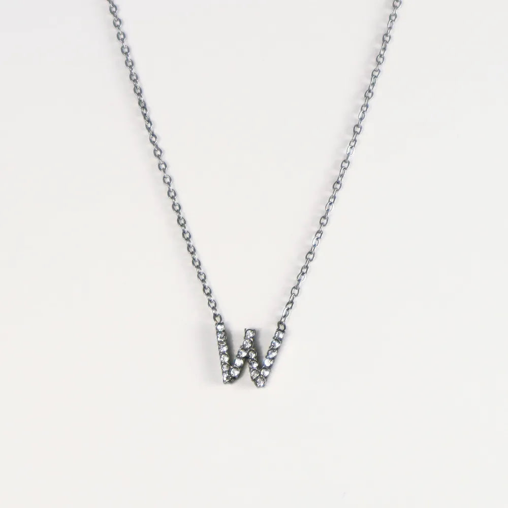 Colgante Plateado con Inicial Personalizada-Medium