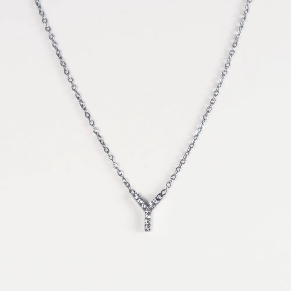 Colgante Plateado con Inicial Personalizada-Medium