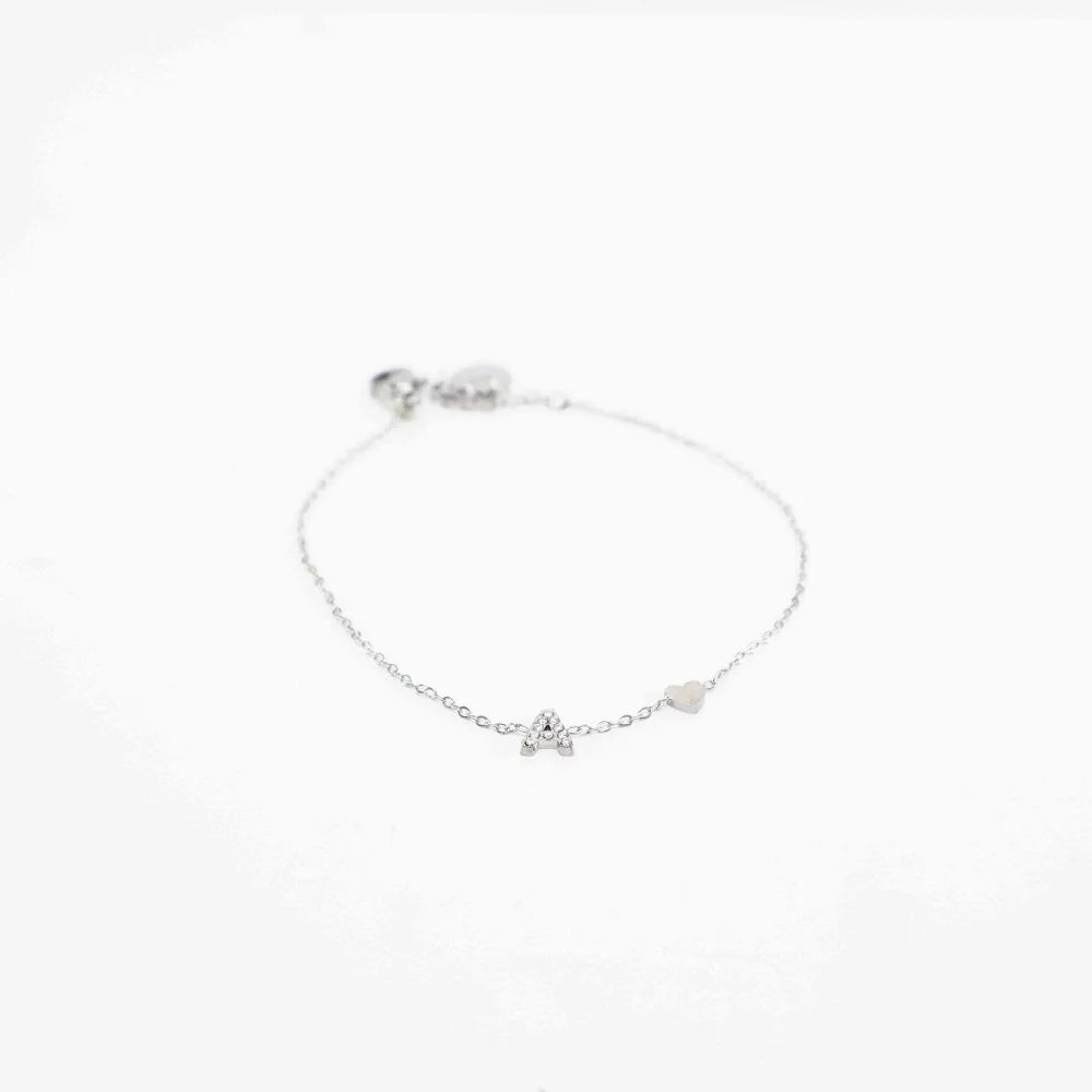 Pulsera Plateada con Inicial Personalizada
