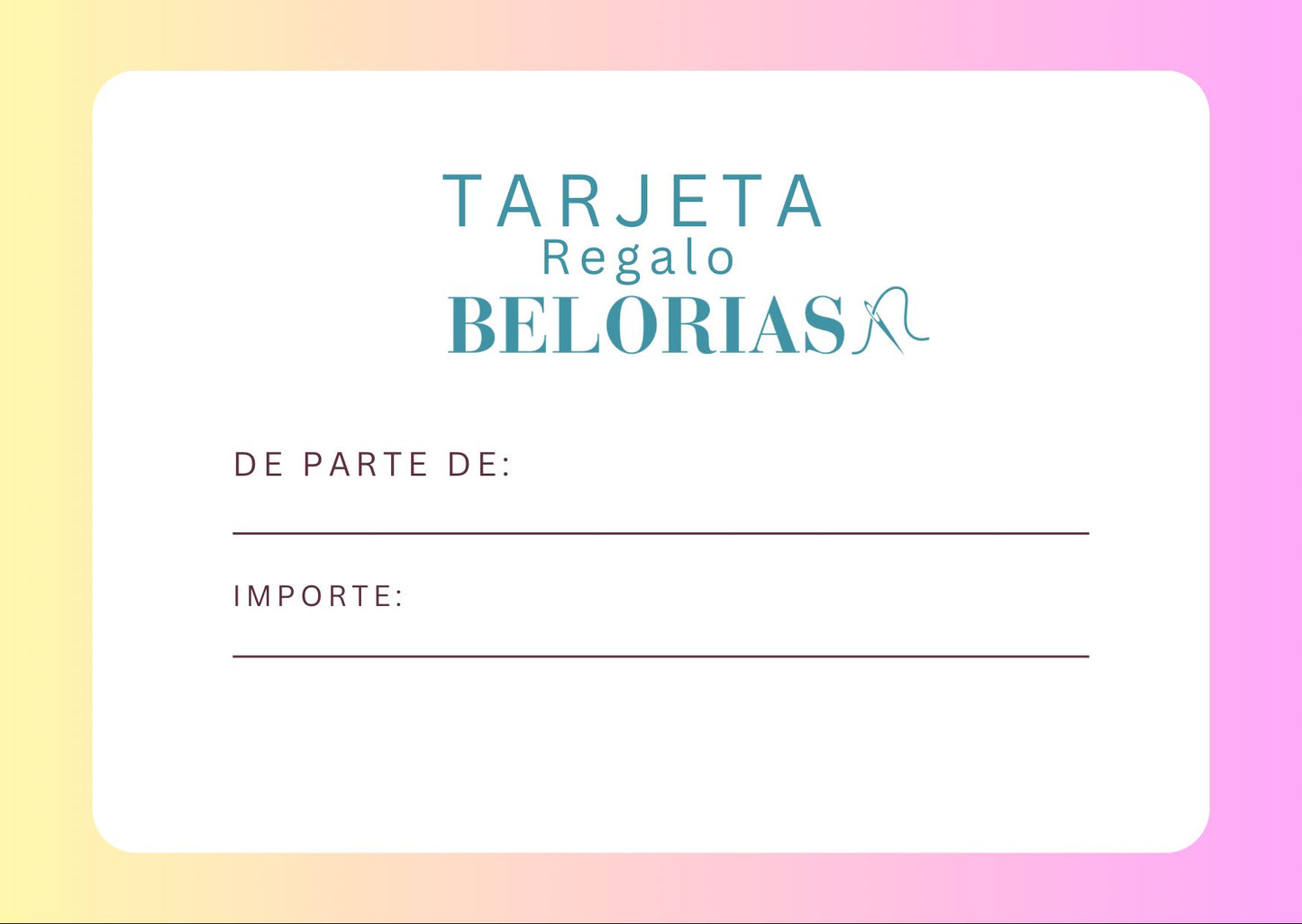Pack de tarjetas de regalo Belorias, detalle práctico y bonito para cualquier celebración.