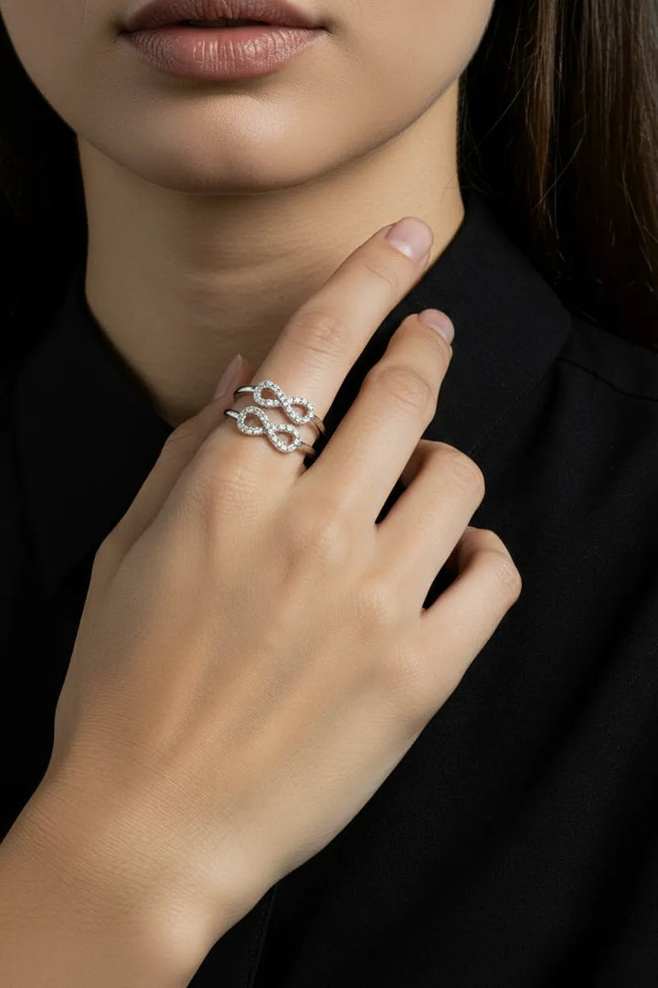 Anillo Infinity Plateado fiesta elegancia mujer estilo moda
