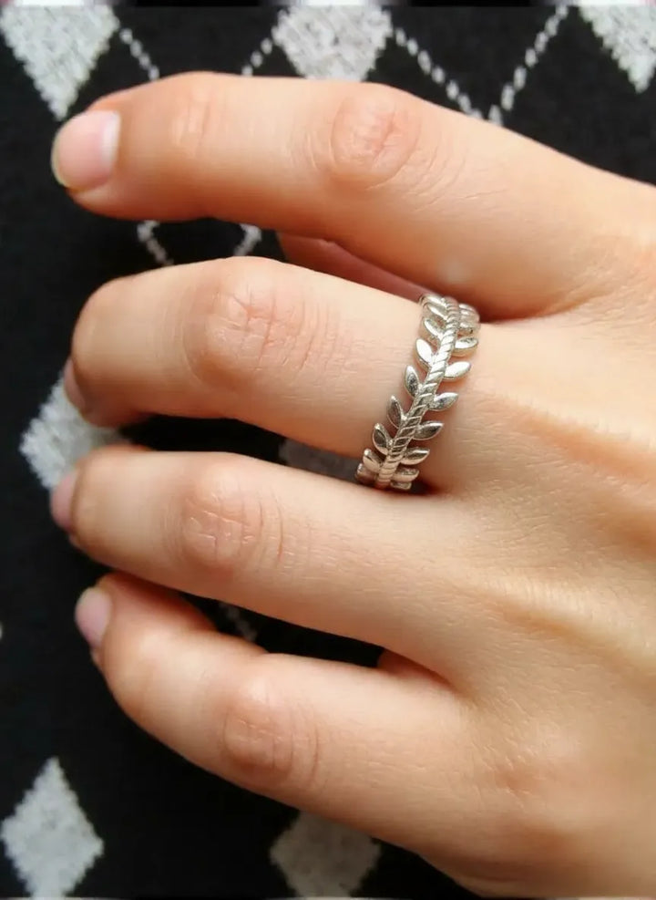 Anillo Leaf Plateado fiesta etnico elegante ideal mujer