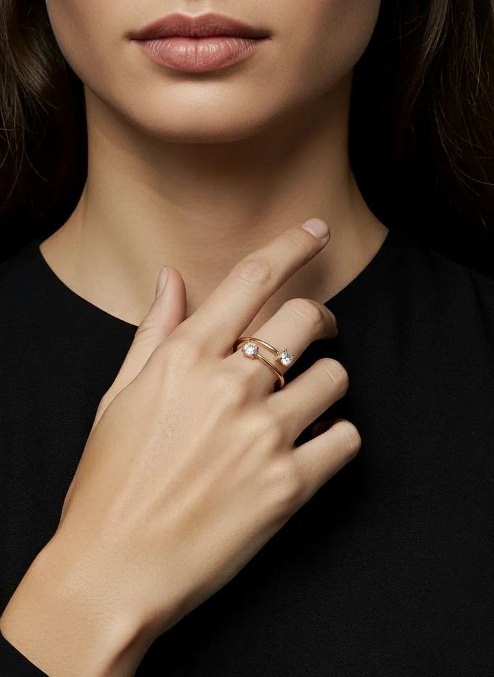 Anillo Shine Dorado circonita elegante