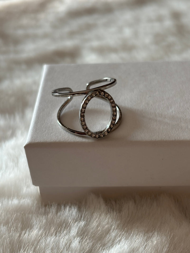 Anillo Circle Plateado Circonitas