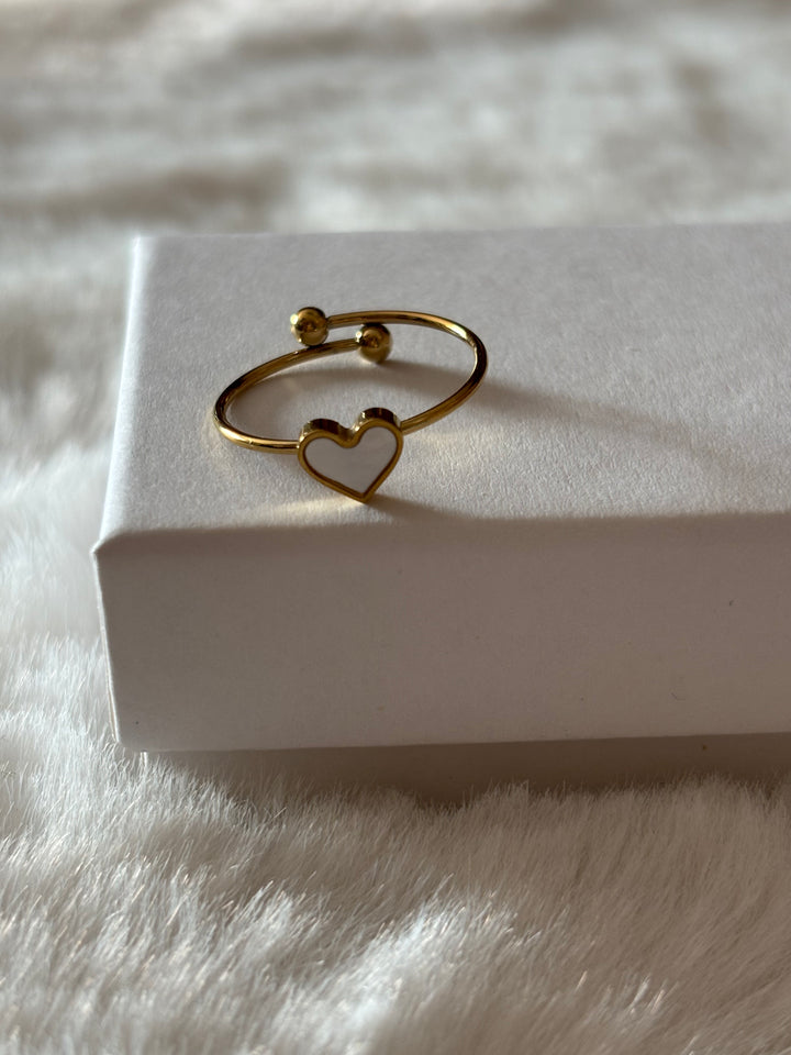 Anillo Mini Love White Dorado