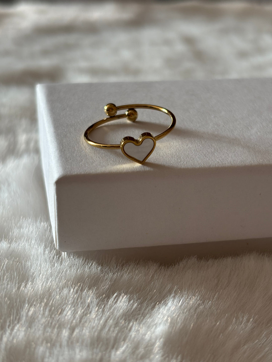 Anillo Mini Love White Dorado