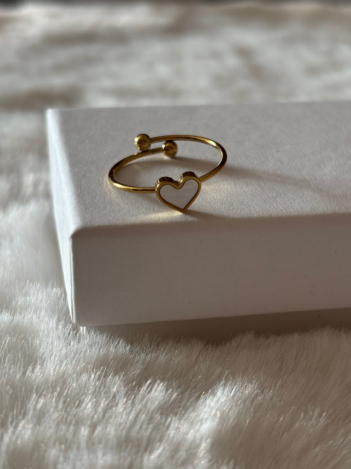 Anillo Mini Love White Dorado