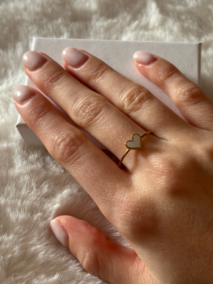 Anillo Mini Love White Dorado