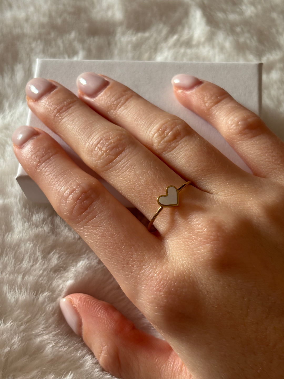 Anillo Mini Love White Dorado
