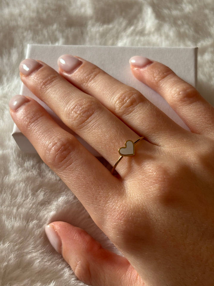 Anillo Mini Love White Dorado