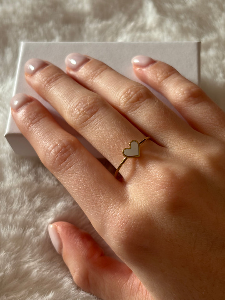 Anillo Mini Love White Dorado