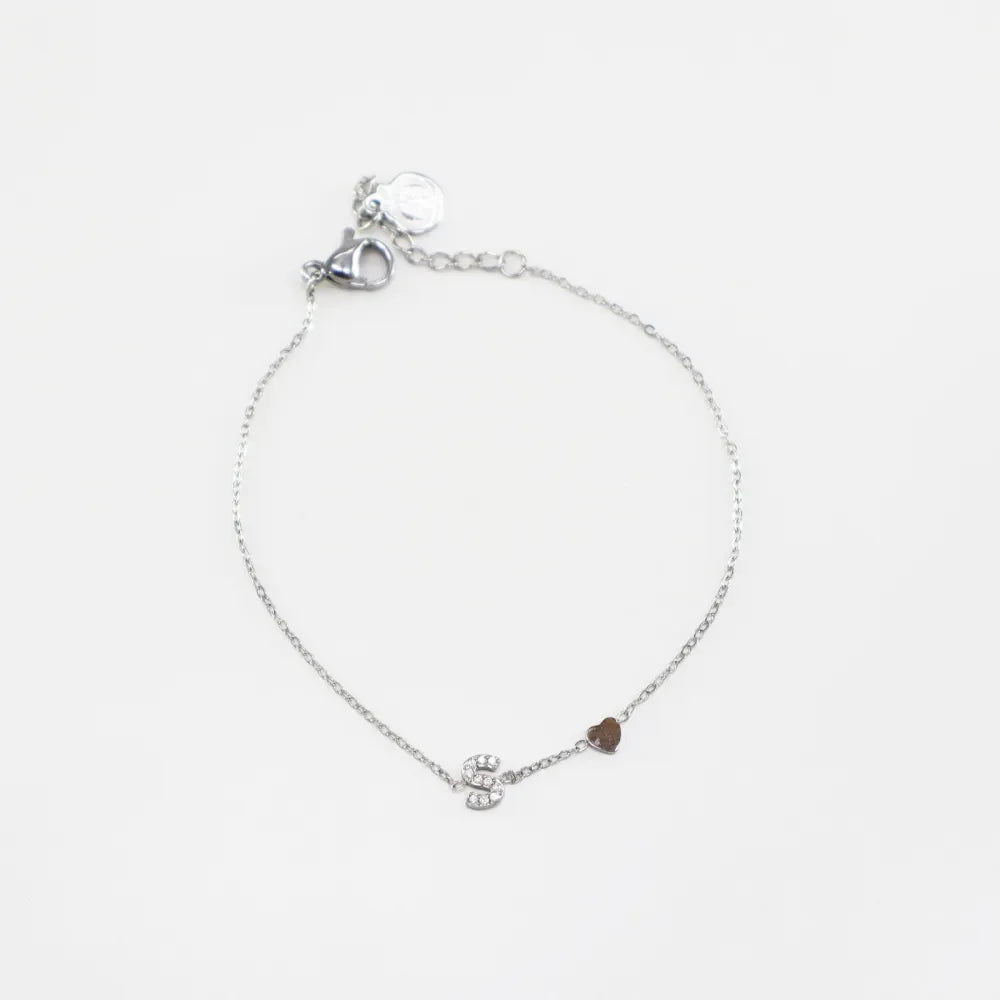 Pulsera Plateada con Inicial Personalizada