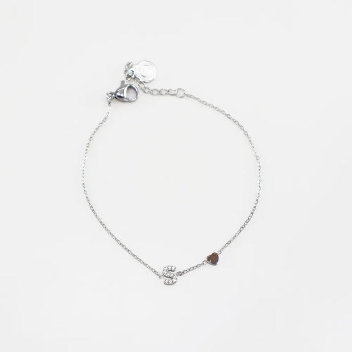 Pulsera Plateada con Inicial Personalizada