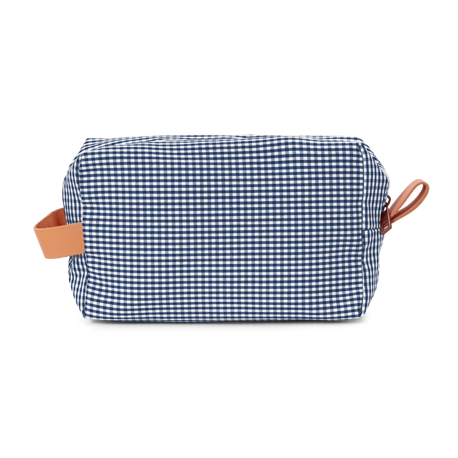 Neceser Piu azul marino con cuadros vichy, elegante y práctico.