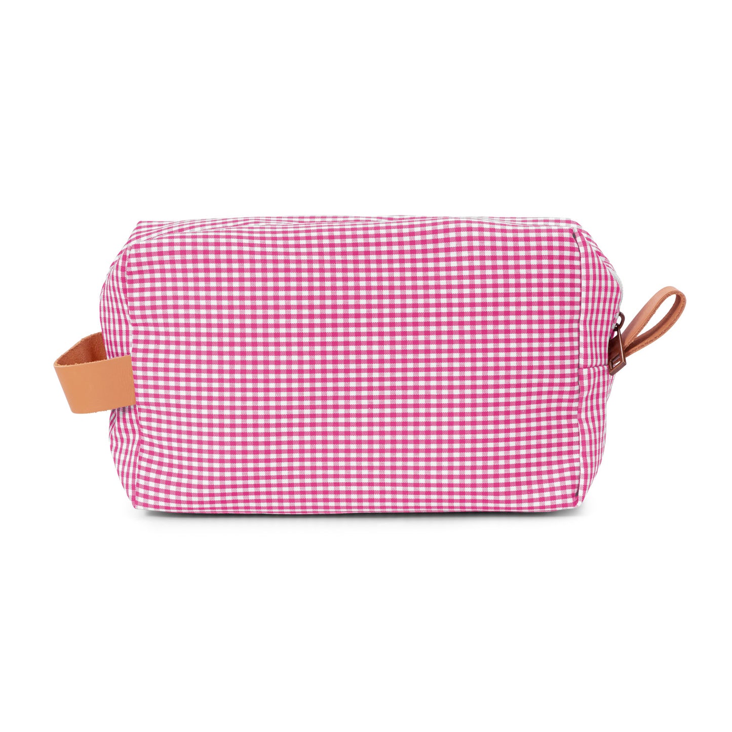 Neceser Piu rosa fucsia con cuadros vichy, perfecto para un toque alegre.