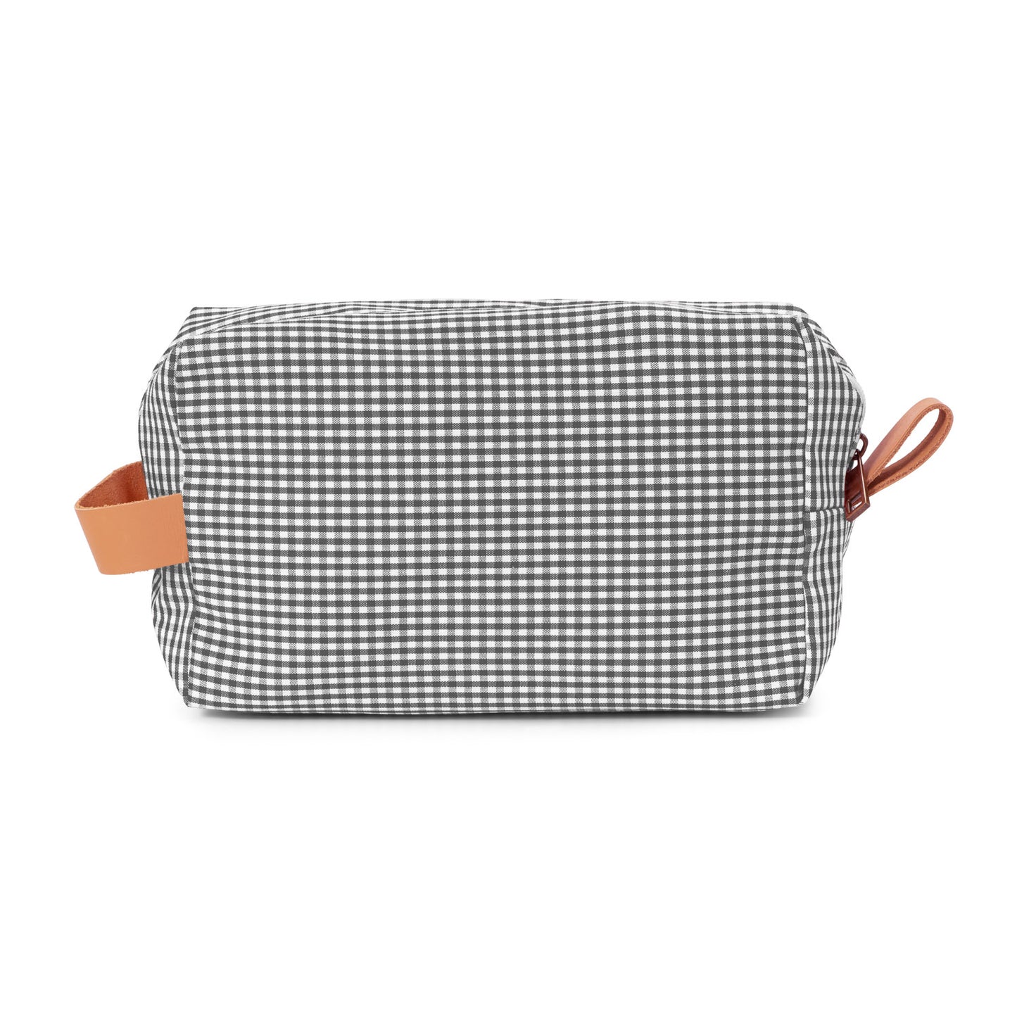 Neceser Piu gris de cuadros vichy, estilo neutro y versátil.