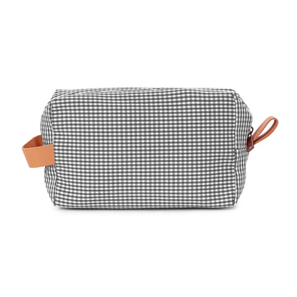 Neceser Piu gris de cuadros vichy, estilo neutro y versátil.