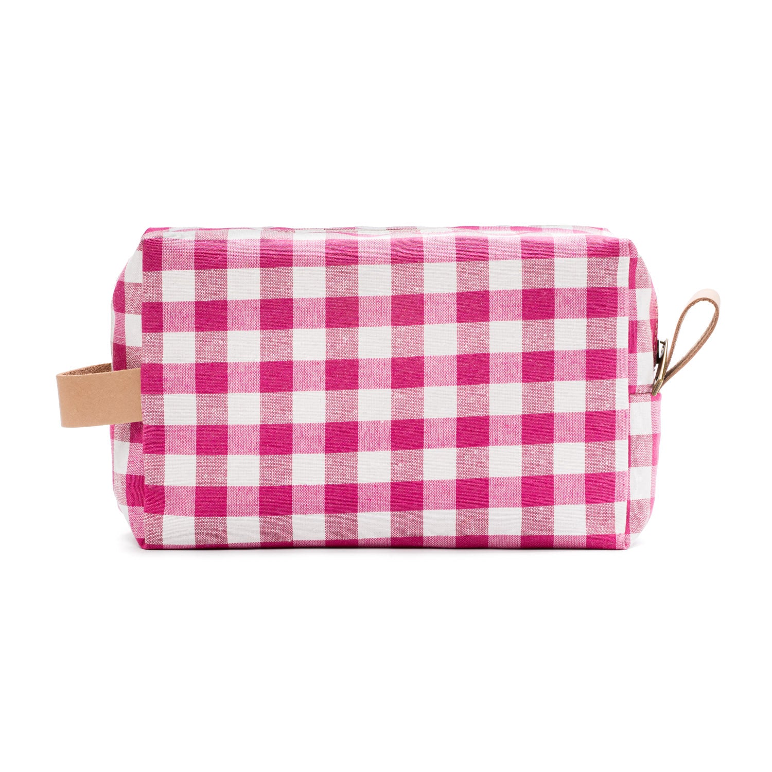 Neceser de cuadros vichy fucsia, con diseño divertido y femenino.