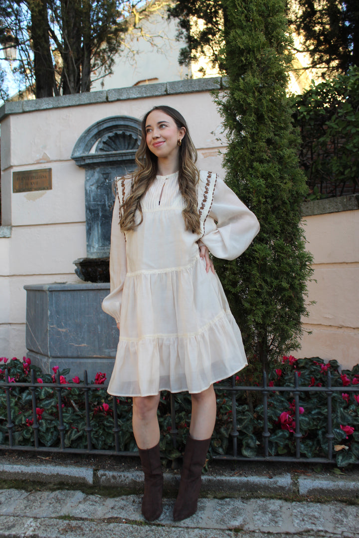 Vestido Indy Bordado Beige